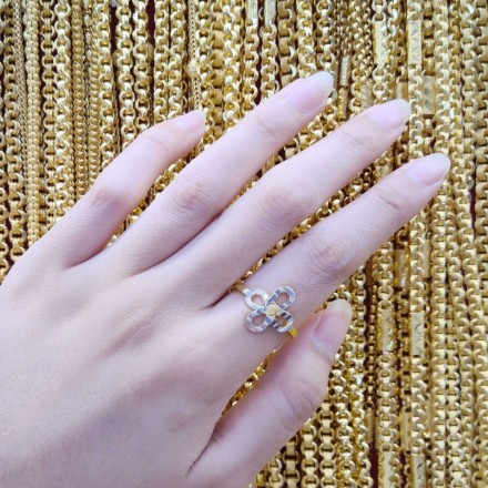 แหวน 1 สลึง แฟนซีลายดอกลักกี้ 2 สี