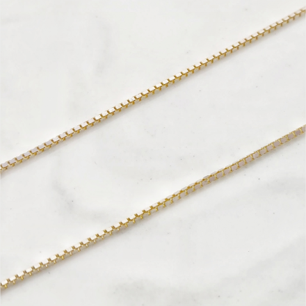 สร้อยคอ ครึ่งสลึง ลายโซ่กล่องสองสี