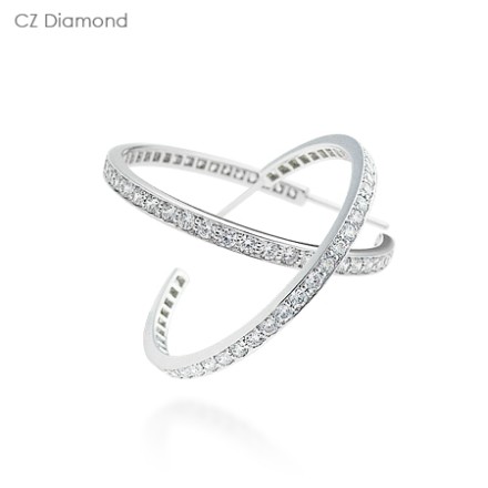 ต่างหูตัวC ฝังเพชร CZ