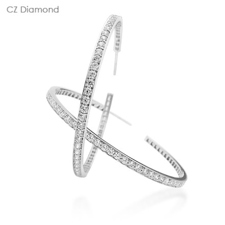 ต่างหูตัวC ฝังเพชร CZ