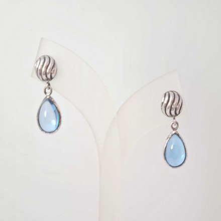 ต่างหูคริสตัลหยดน้ำพลอยอะความารีน