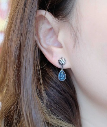 ต่างหูคริสตัลหยดน้ำพลอยอะความารีน