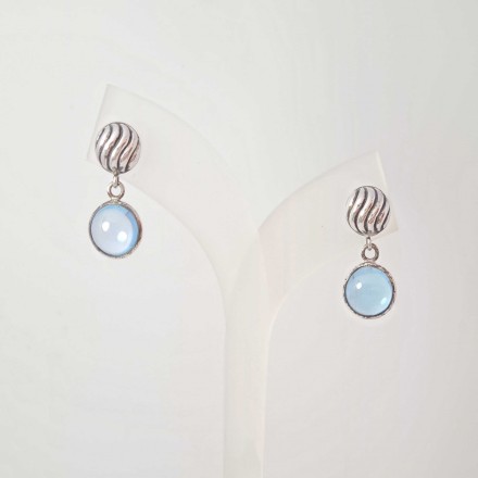 ต่างหูคริสตัลกลมพลอยอะความารีน