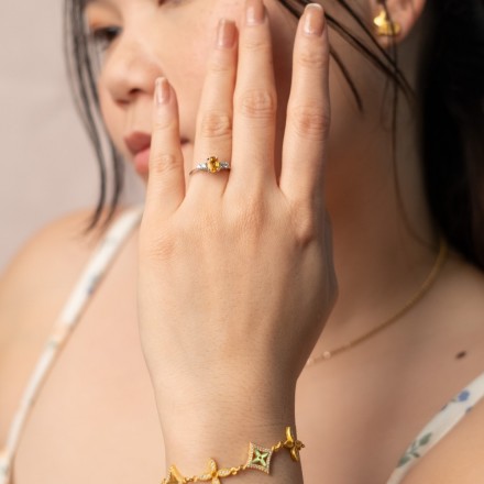 แหวนเงินฝังพลอย Yellow Sapphire