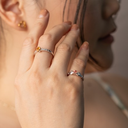 แหวนเงินหัวพลอย Orange Songea Sapphire