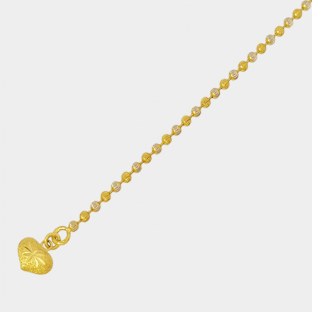 สร้อยข้อมือ 2 สลึง ลายไข่ปลายิงตัน2สีจี้หัวใจ