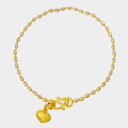 สร้อยข้อมือ 1 สลึง เม็ดแตงยินตัน 2 กษัตริย์ ห้อยจี้หัวใจ