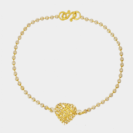 สร้อยข้อมือ 1 สลึง.ไข่ปลายิงตัน2สีคั่นหัวใจ