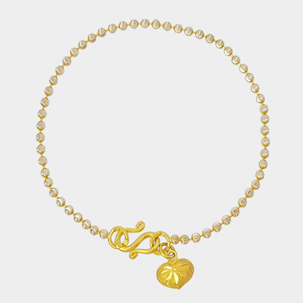 สร้อยข้อมือ 1 สลึง ลายยินตัน 2 กษัตริย์ ห้อยจี้หัวใจ