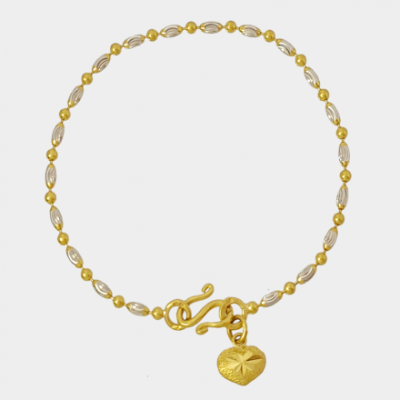 สร้อยข้อมือ 1 สลึง ลายเม็ดแตงยินตัน 2 กษัตริย์ ห้อยจี้หัวใจ