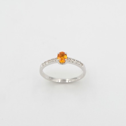แหวนเงินหัวพลอย Orange Songea Sapphire